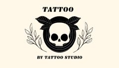 Tattoo Studio Service With Skull And Twigs