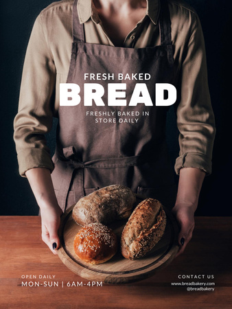 Baking Fresh Bread Announcement Poster US Design Template