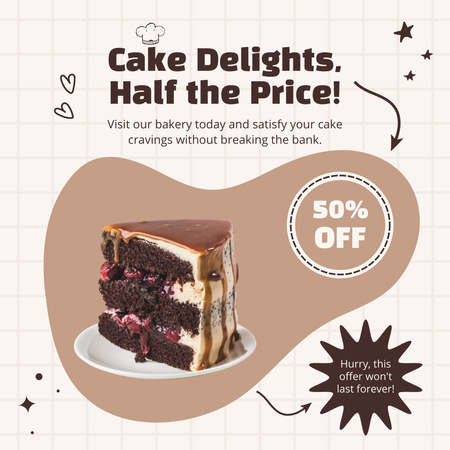 Half-Price for Delightful Cakes Instagram Design Template