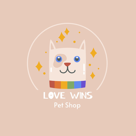 Pet Shop Advertisement with Cute Cartoon Dog Logo Design Template