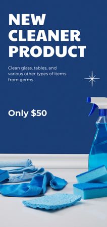 Cleaner Product Ad with Blue Cleaning Kit Flyer DIN Large Design Template