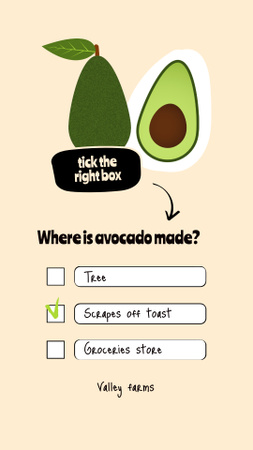 Ontwerpsjabloon van Instagram Story van biologische shop aanbieding met avocado illustratie