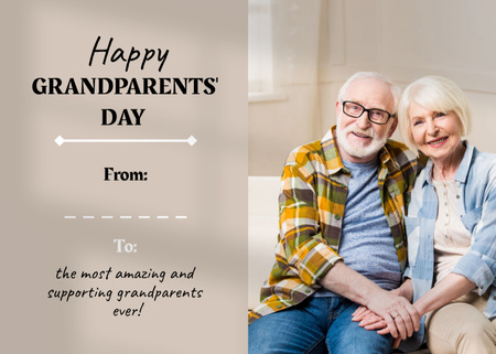 Kansallisen isovanhempien päivän tervehdys pariskunnalle Postcard 5x7in Design Template