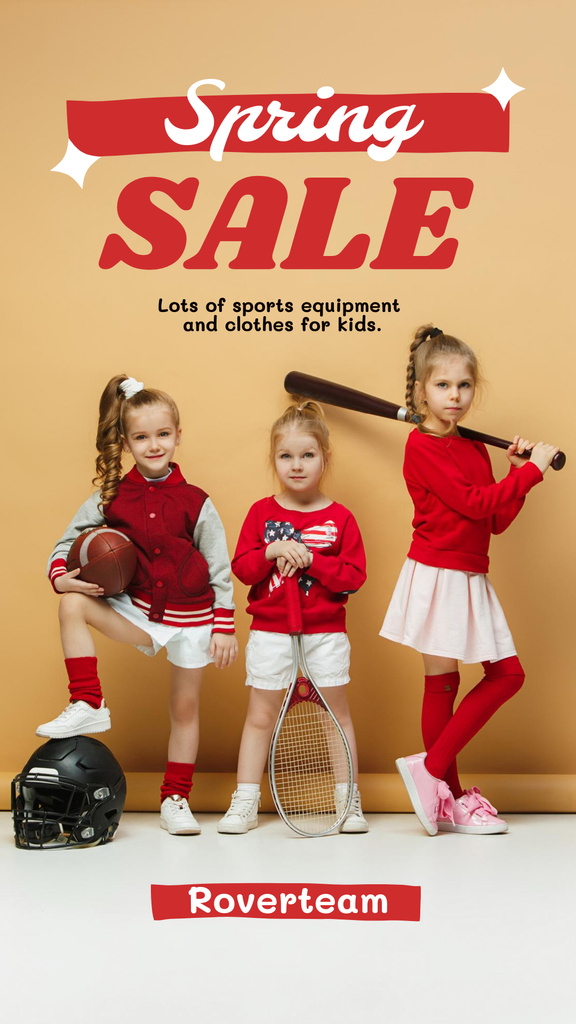 Ontwerpsjabloon van Instagram Story van Kids Sport Equipment and Clothes Sale Offer