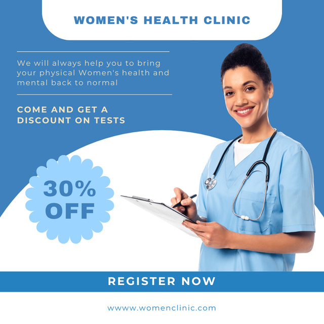 Ad of Women's Health Clinic Animated Post Modelo de Design