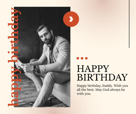 Birthday Wishes for Stylish Man in Suit Facebook Design Template