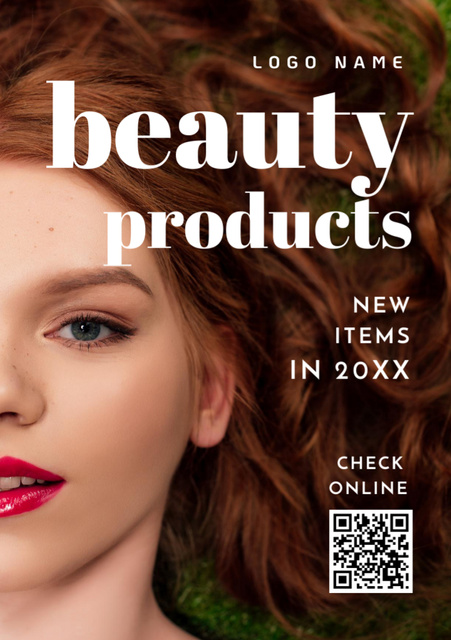 Template di design Beauty Shop Ad with Young Woman Flyer A7