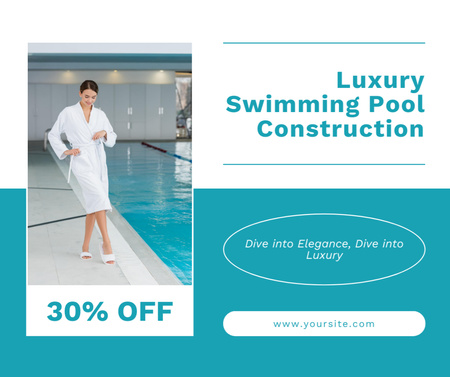 Luxury Pool Construction Services Offer Facebook Design Template