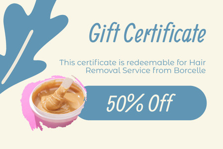 Discounted Gift Voucher for Waxing with Blue Leaf Gift Certificate Design Template