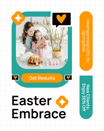 Easter Special Offer with Cute Mom and Daughter Instagram Post Vertical Design Template