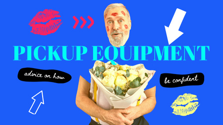 Blog Promotion with funny Elder Man with Flowers Bouquet Youtube Thumbnail Design Template