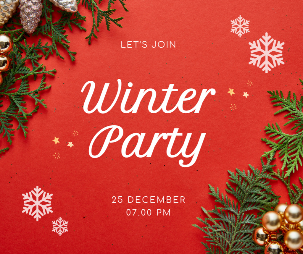 Winter Party Announcement Facebook Πρότυπο σχεδίασης