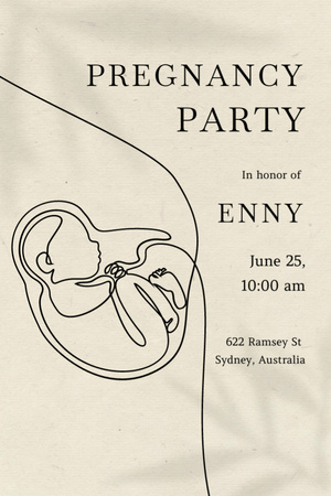 Designvorlage Pregnancy Party Announcement with Baby in Belly für Invitation 6x9in