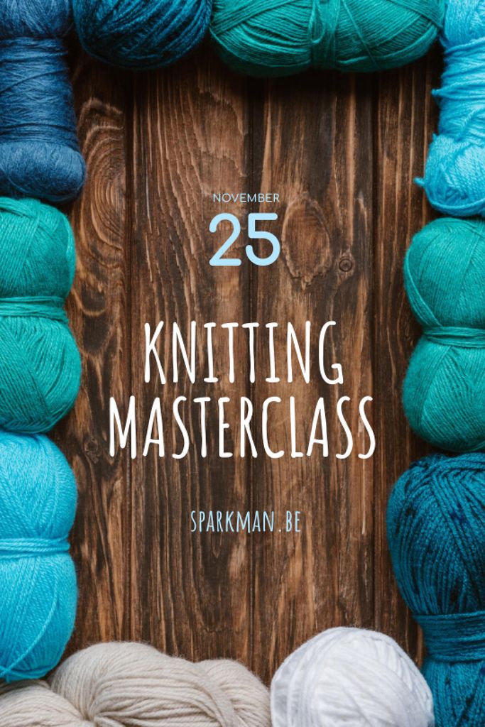 Knitting Masterclass Invitation with Wool Yarn Skeins Tumblr Modelo de Design