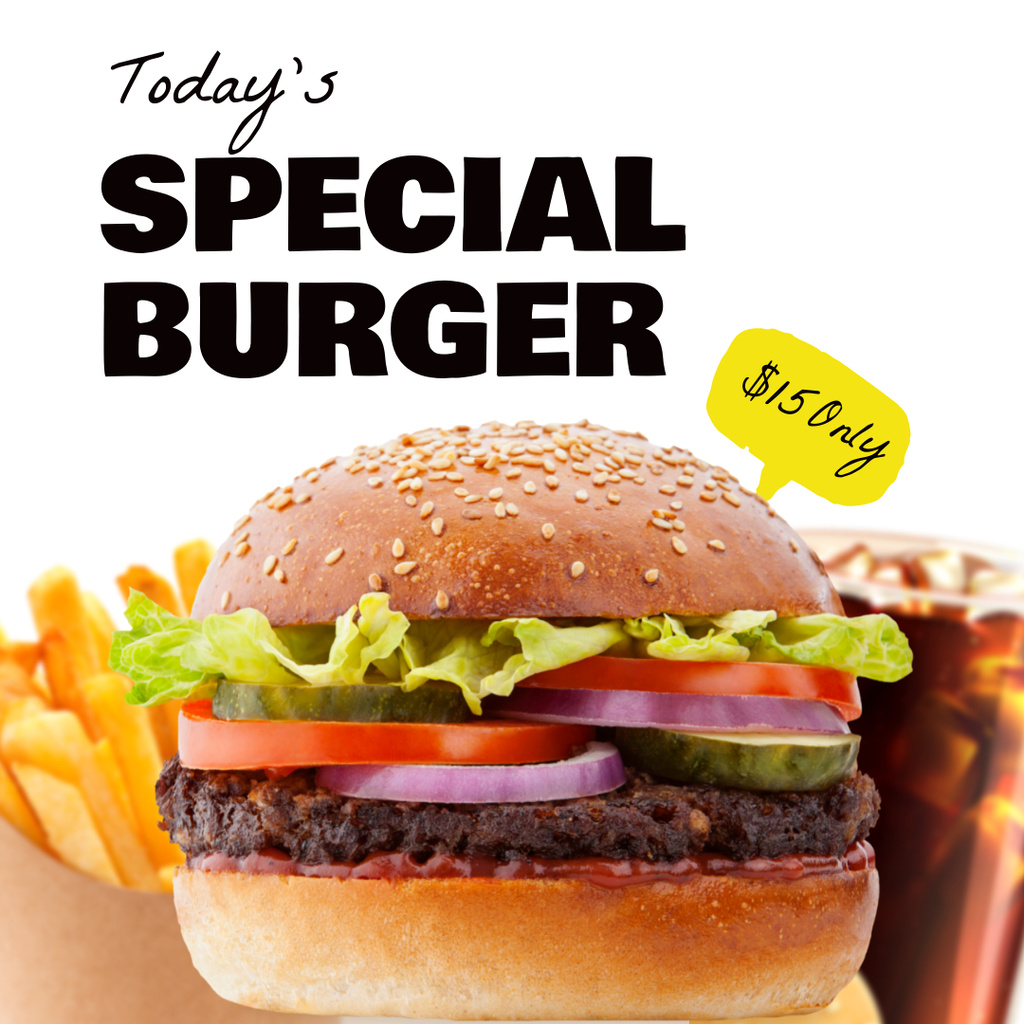Ontwerpsjabloon van Instagram van Special Burger Deal Promo