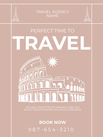 Template di design Offerta dell'agenzia di viaggi su Beige Poster US