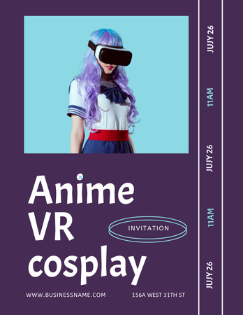 Girl in Anime Cosplay Announcement Poster 8.5x11in Design Template