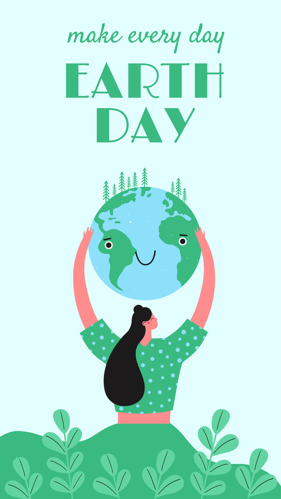 Earth Day Inspiration With Earth Character Instagram Story – шаблон для дизайна