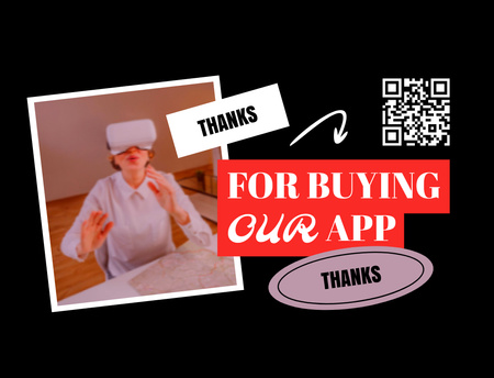 Woman on Virtual Reality Glasses App Postcard 4.2x5.5in Design Template