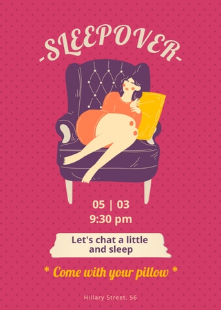 Sleepover Party with Cute Pillows Invitation Design Template