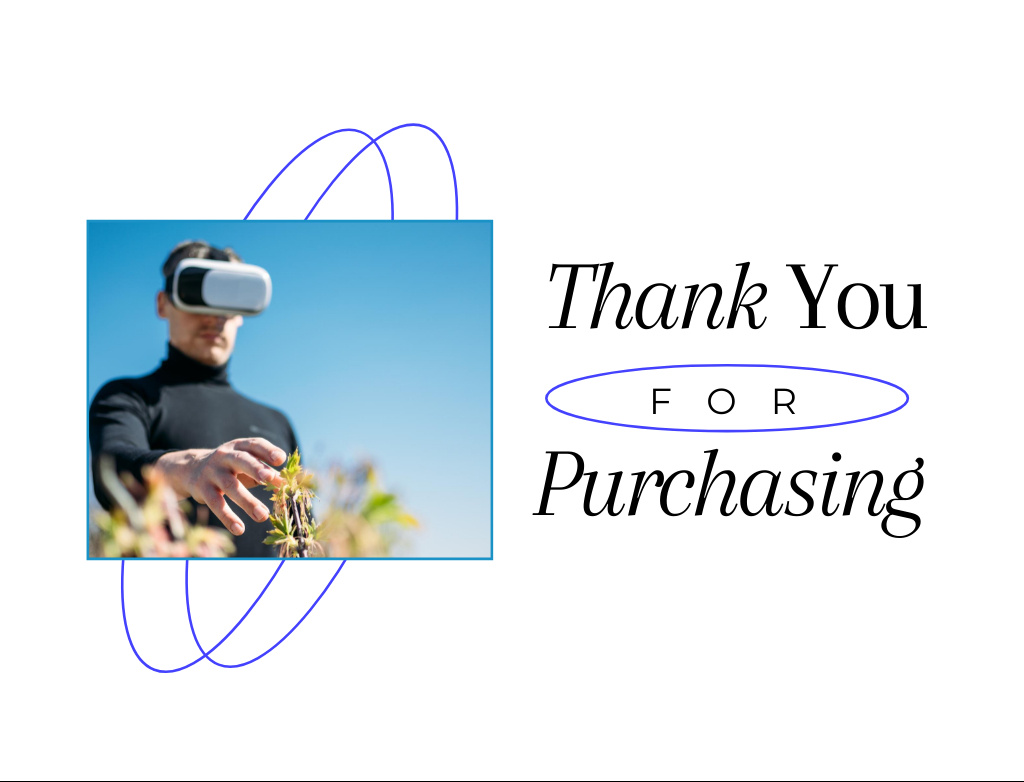 Man in Virtual Reality Glasses with Flowers Postcard 4.2x5.5in Tasarım Şablonu