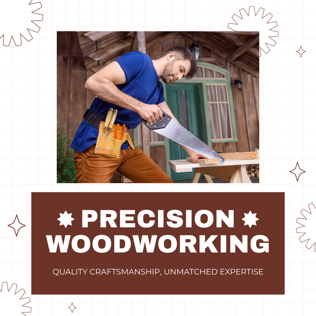 Skilled Woodworking Service Offer With Slogan Instagram ADデザインテンプレート