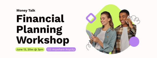 Planning Financial Workshop Facebook cover Modelo de Design