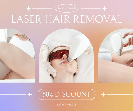 Discount Offer for Laser Hair Removal on Gradient Facebook Design Template