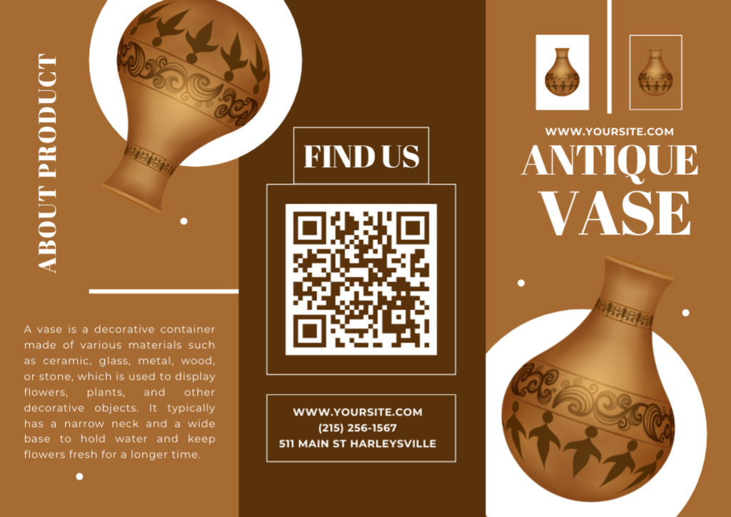 Designvorlage Offer Discounts on Antique Vases für Brochure
