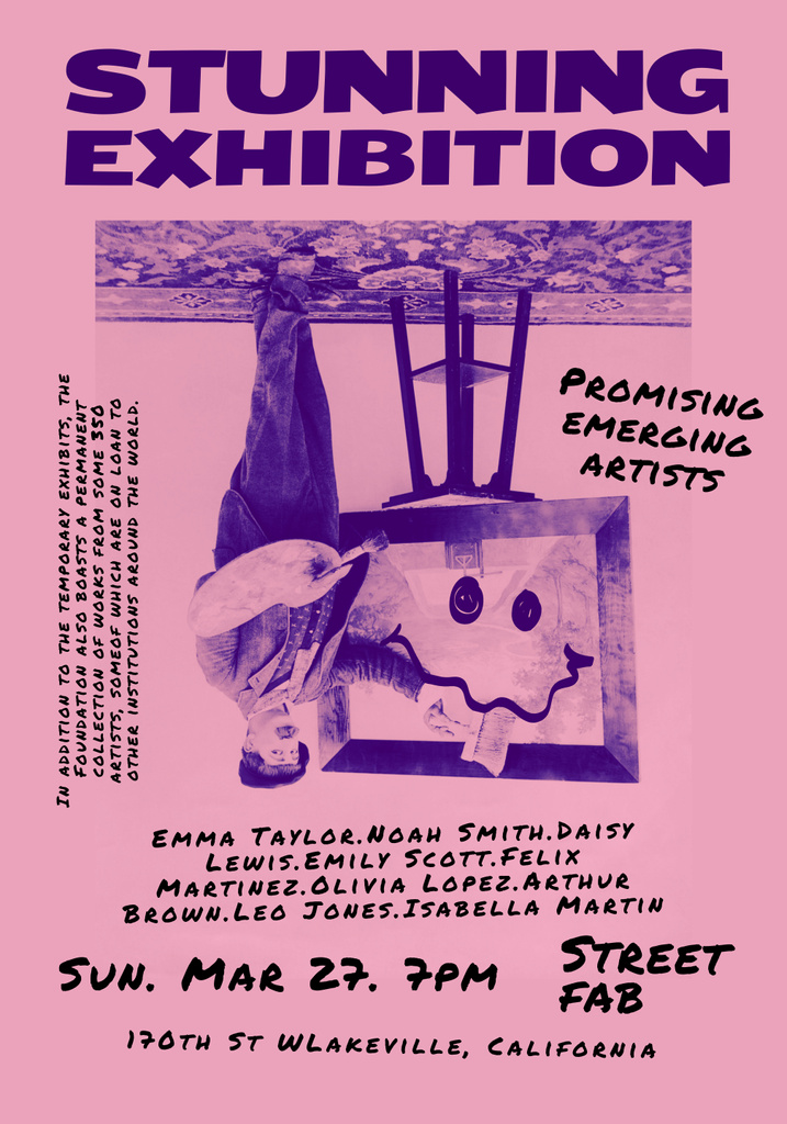 Art Exhibition Announcement in Retro Style Poster 28x40in – шаблон для дизайну