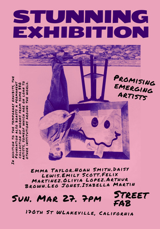 Anúncio de exposição de arte em estilo retrô Poster 28x40in Modelo de Design