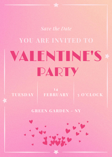 Valentine's Day Party Announcement With Hearts Invitation Design Template