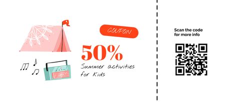 letní aktivity pro děti s roztomilou wigwam Coupon 3.75x8.25in Šablona návrhu
