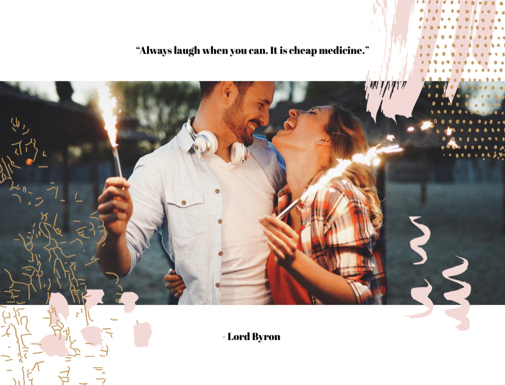 Szablon projektu Romantic Quote About Laugh Postcard 4.2x5.5in