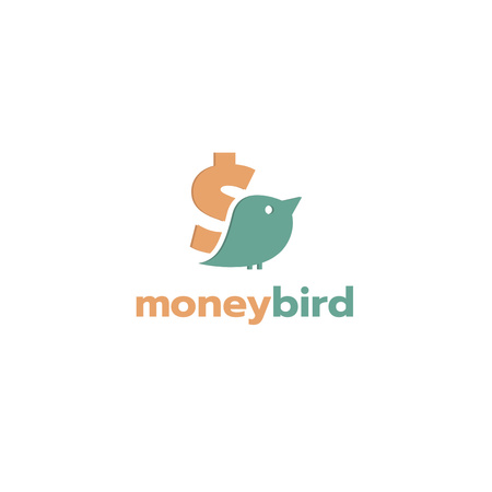 鳥とドル記号のある銀行サービス広告 Logo 1080x1080pxデザインテンプレート