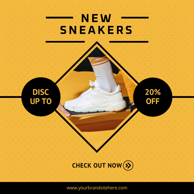 New Sneaker Collection Ad with White Shoe Instagram Šablona návrhu