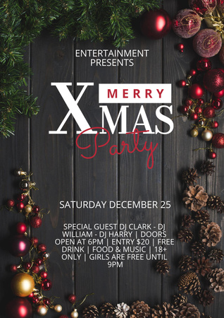 Christmas Party Announcement Poster Design Template