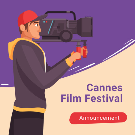 Ontwerpsjabloon van Instagram van Filmfestival van Cannes met Man shooting Film