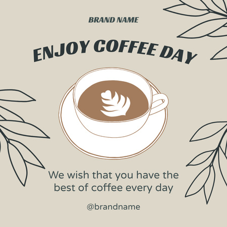 Happy International Coffee Day Wishing With Cup Of Coffee Instagram Design Template