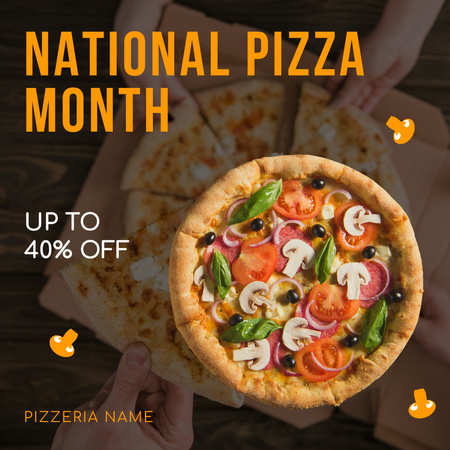 Ad of National Pizza Month Instagram Design Template