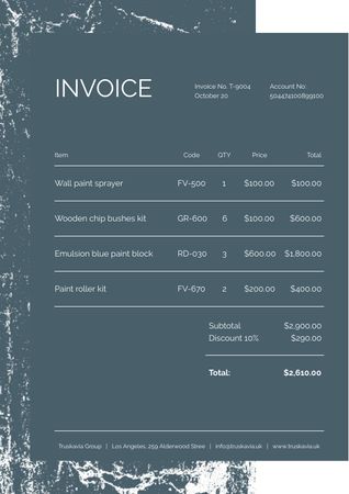 Painting Materials Retail on Graphic Pattern Invoice Design Template