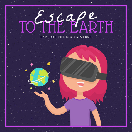 Escape To The Earth With VR Eyeglasses Instagram Design Template