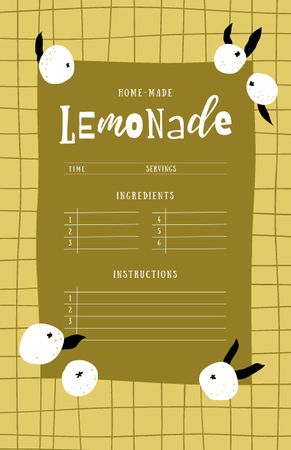 Homemade Lemonade Cooking Steps Recipe Card Šablona návrhu