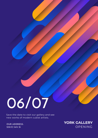 Szablon projektu Galeria Ogłoszenie otwarcia Kolorowe linie Poster