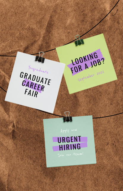 Career Fair Announcement with Stickers on Brown Flyer 5.5x8.5in Design Template