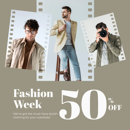 Fashion Sale Ad with Handsome Men Instagram Modelo de Design