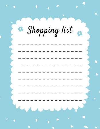 Sweet Blue Shopping List Notepad 8.5x11in Design Template
