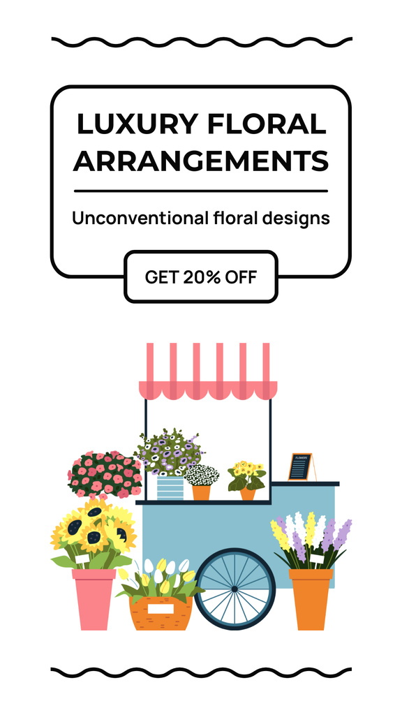 Luxury Floral Decoration Services with Chic Floral Designs Instagram Story Modelo de Design