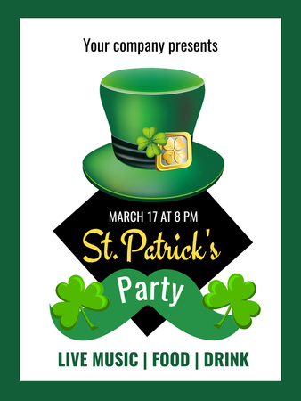 St. Patrick's Day Party with Green Hat Poster US – шаблон для дизайну