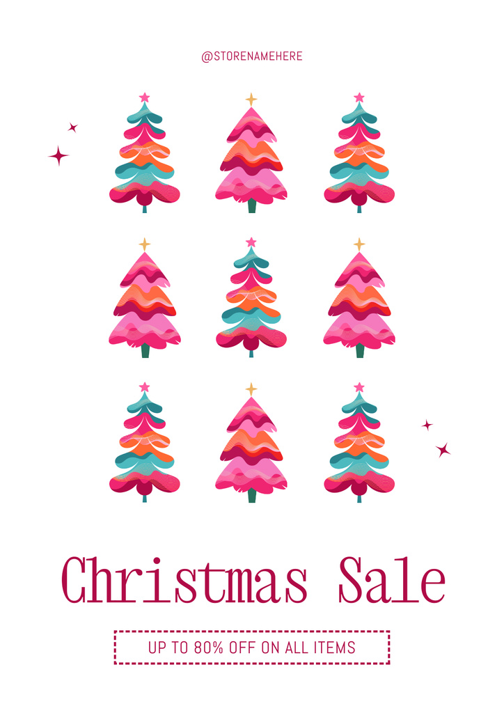 Christmas Sale Offer With Colorful Stylish Trees Poster – шаблон для дизайна